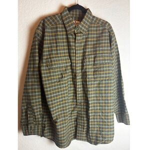 Woolrich Mens L Long Sleeve Plaid Button Down Shirt LT Olive NWT